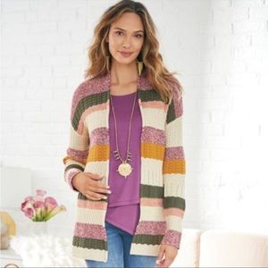 Soft Surroundings • nima striped open cardigan sz SP